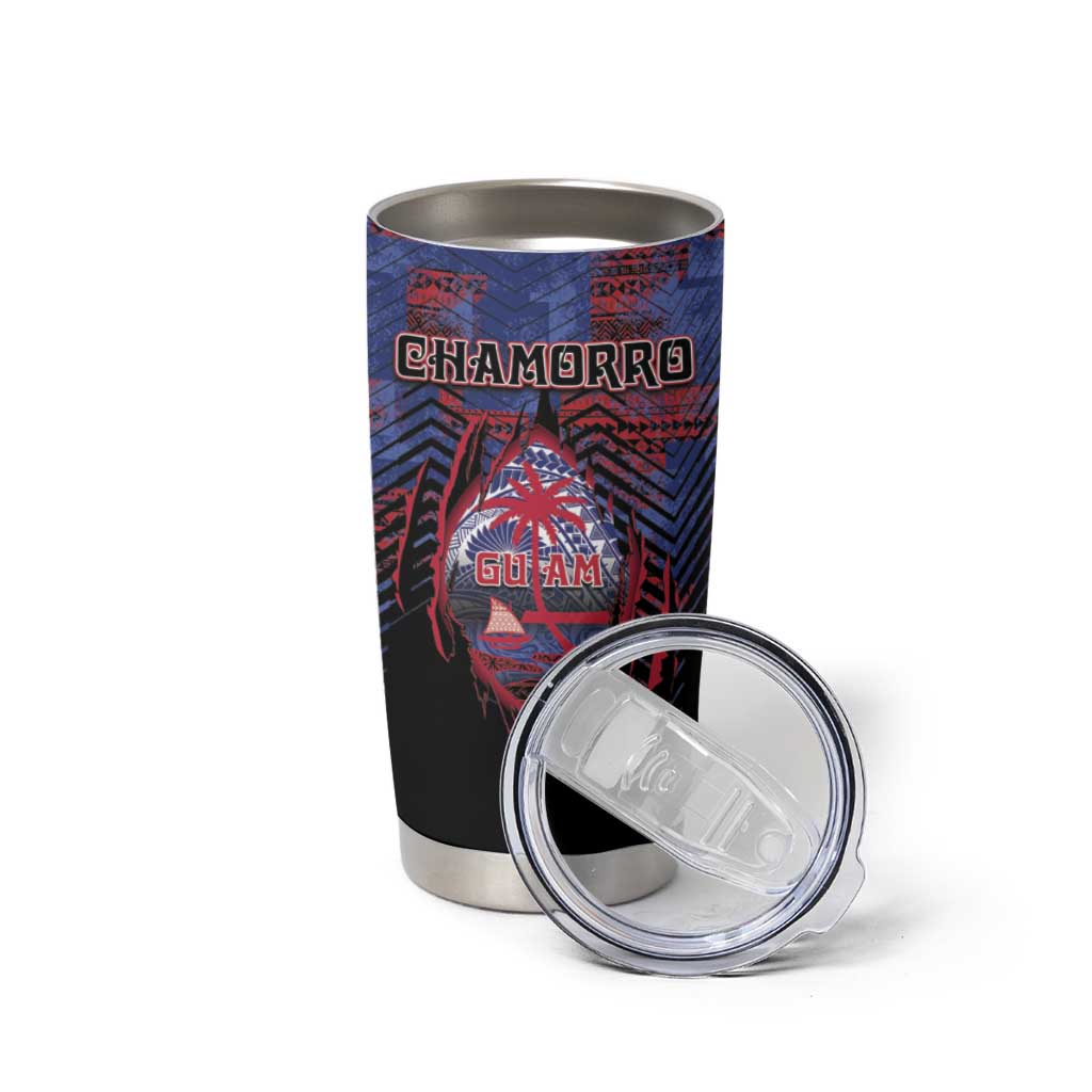 Personalised Guam Tumbler Cup Chamorro Seal Tribal Scratch Design - Polynesian Pride