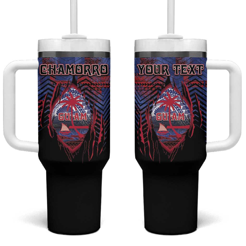 Personalised Guam Tumbler With Handle Chamorro Seal Tribal Scratch Design - Polynesian Pride