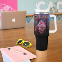 Personalised Guam Tumbler With Handle Chamorro Seal Tribal Scratch Design - Polynesian Pride