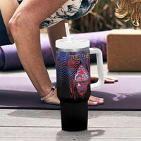 Personalised Guam Tumbler With Handle Chamorro Seal Tribal Scratch Design - Polynesian Pride