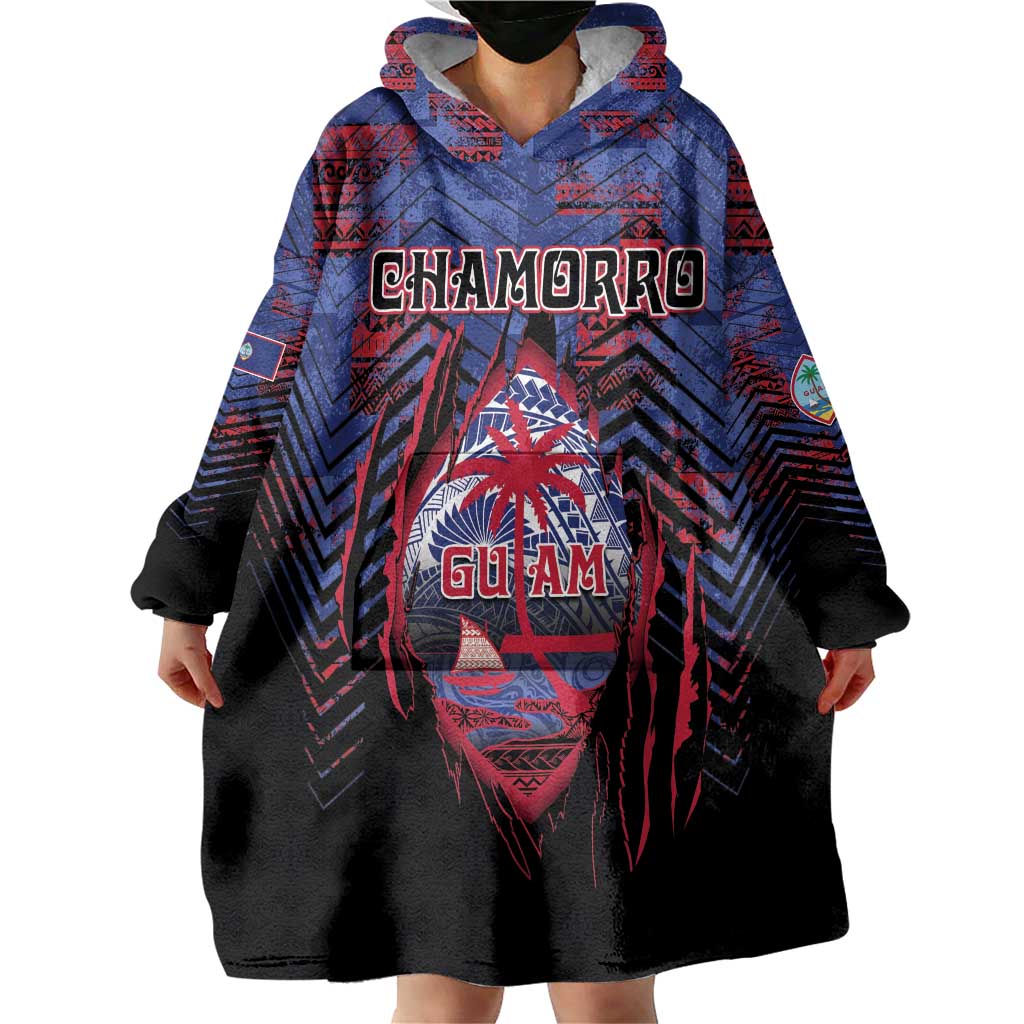 Personalised Guam Wearable Blanket Hoodie Chamorro Seal Tribal Scratch Design - Polynesian Pride