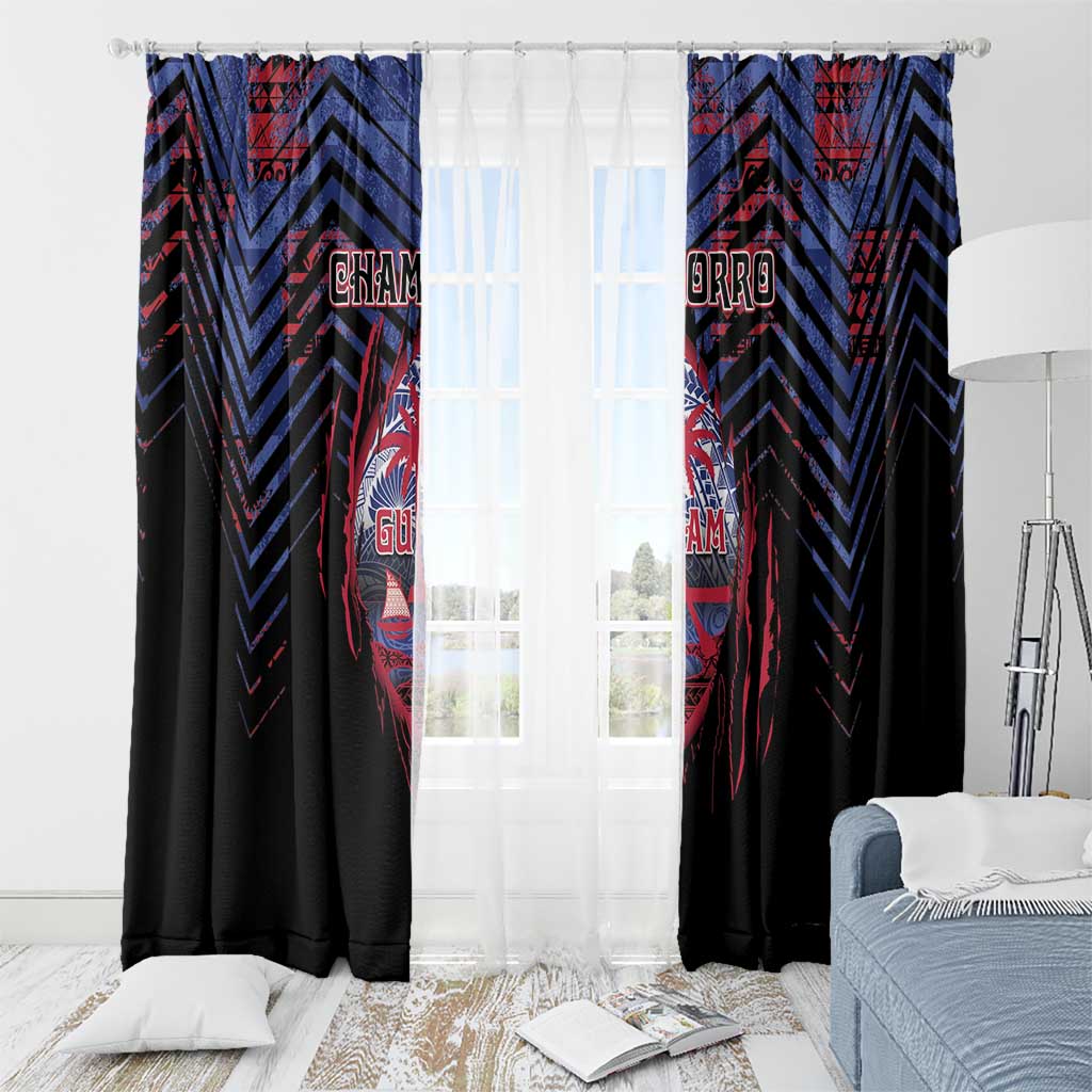 Guam Window Curtain Chamorro Seal Tribal Scratch Design - Polynesian Pride