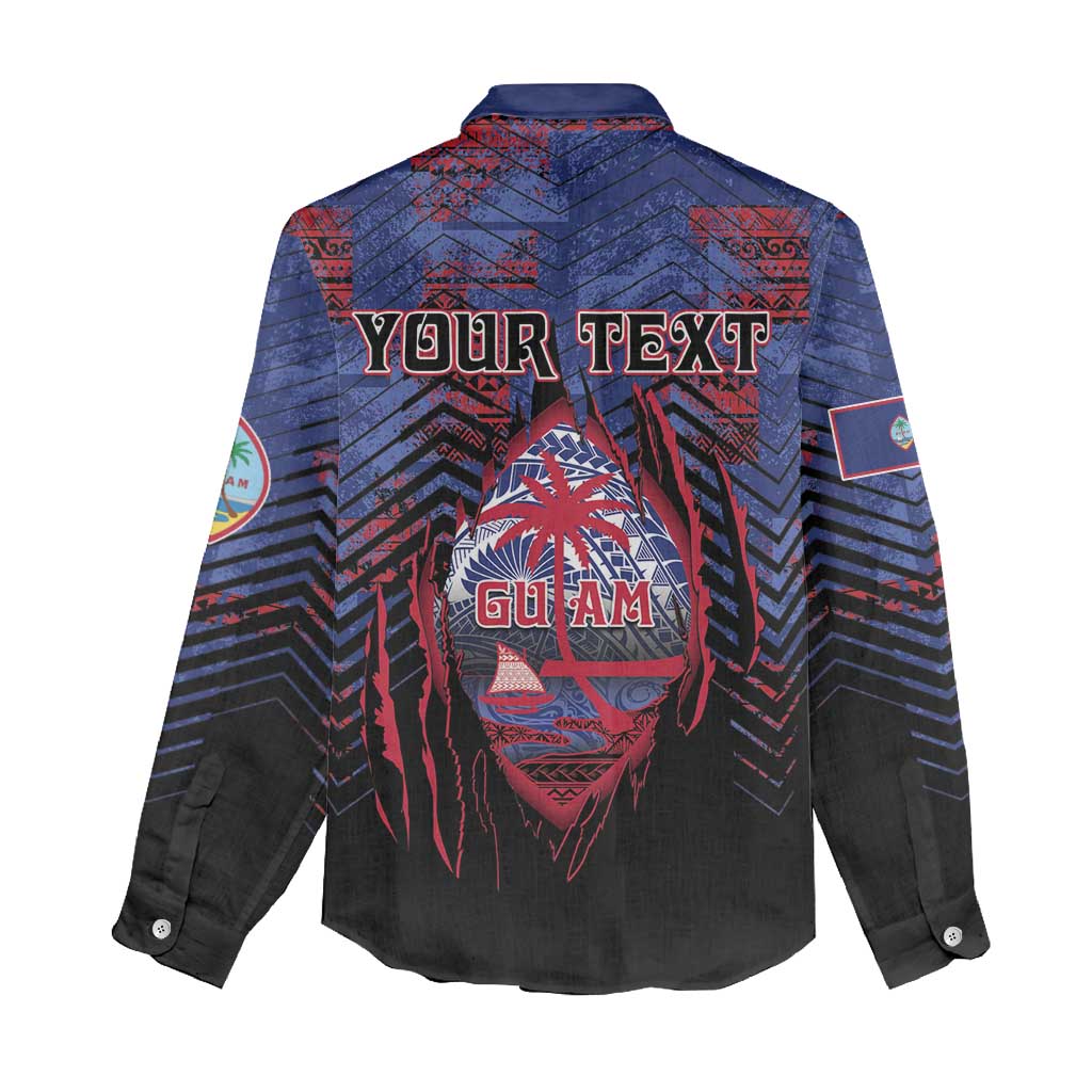 Personalised Guam Women Casual Shirt Chamorro Seal Tribal Scratch Design - Polynesian Pride