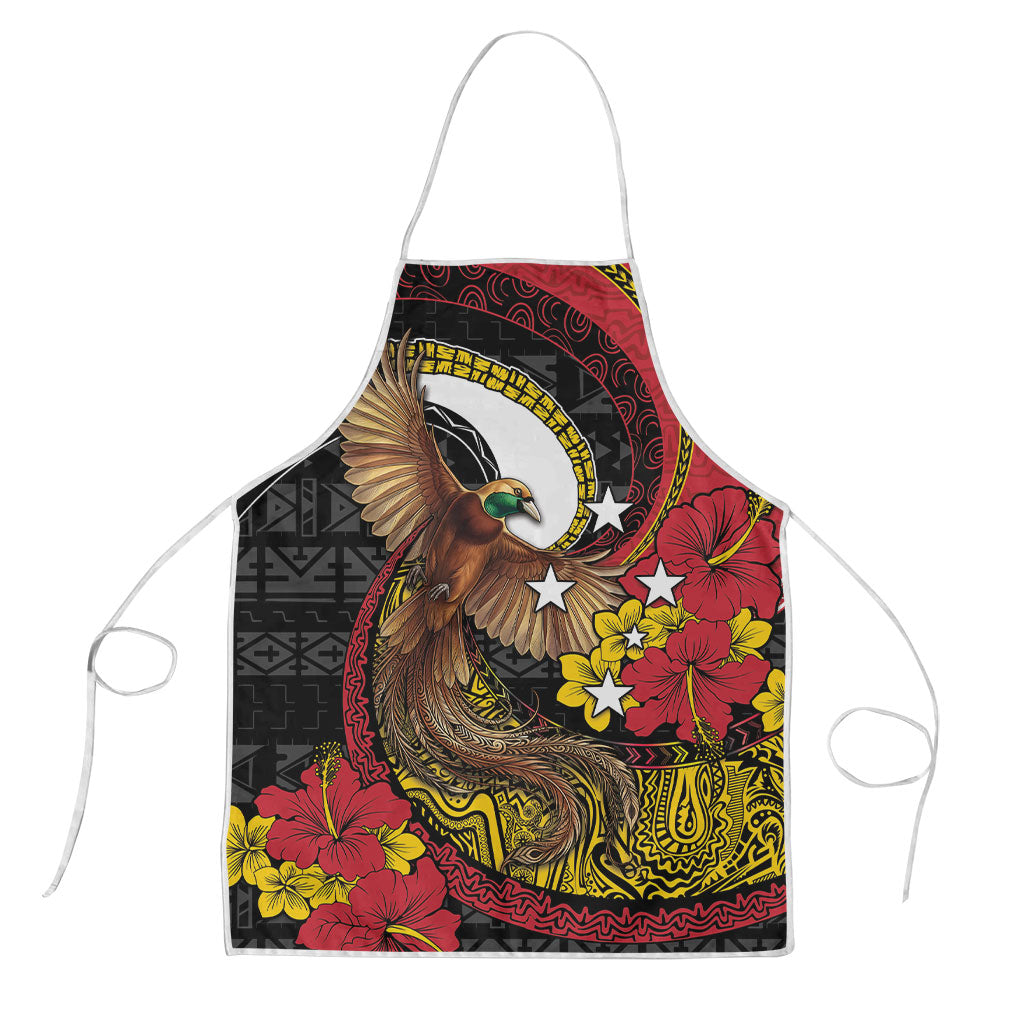 Papua New Guinea Language Week Apron Bird Of Paradise Tribal Floral Pattern DT05 Black - Polynesian Pride