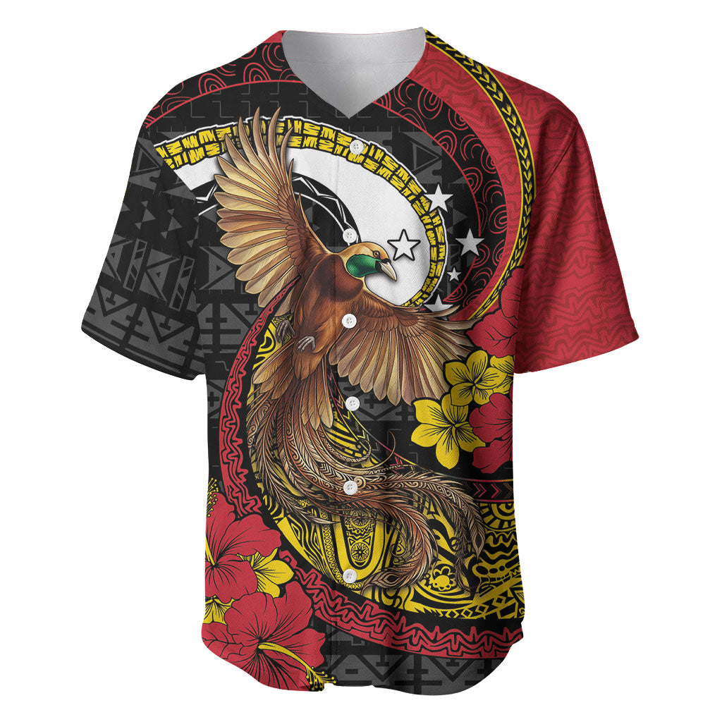Personalised Papua New Guinea Language Week Baseball Jersey Bird Of Paradise Tribal Floral Pattern DT05 Black - Polynesian Pride