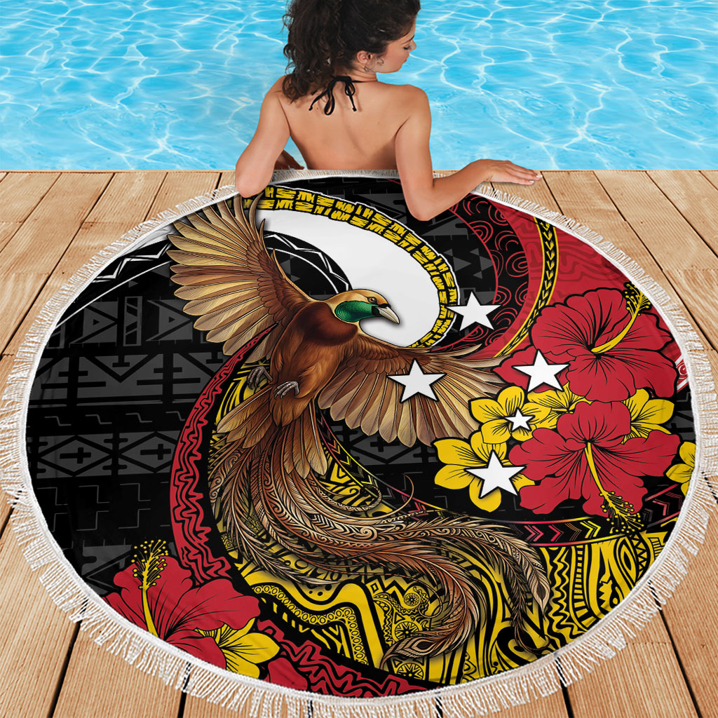 Papua New Guinea Language Week Beach Blanket Bird Of Paradise Tribal Floral Pattern