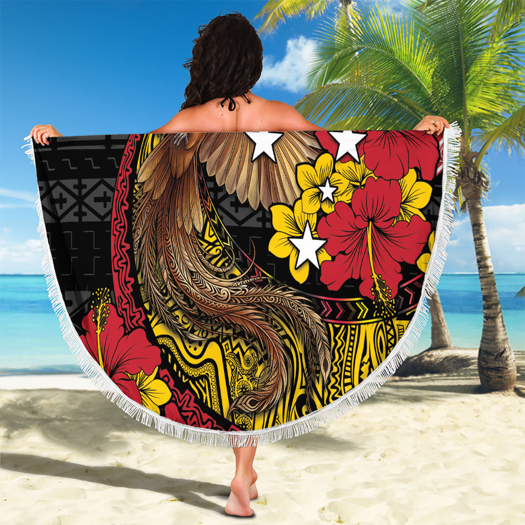Papua New Guinea Language Week Beach Blanket Bird Of Paradise Tribal Floral Pattern
