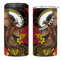 Personalised Papua New Guinea Language Week 4 in 1 Can Cooler Tumbler Bird Of Paradise Tribal Floral Pattern
