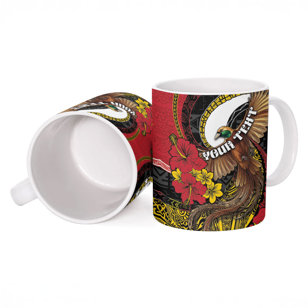 Personalised Papua New Guinea Language Week Ceramic Mug Bird Of Paradise Tribal Floral Pattern
