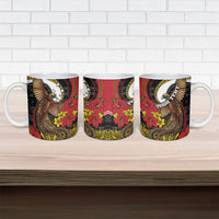 Personalised Papua New Guinea Language Week Ceramic Mug Bird Of Paradise Tribal Floral Pattern