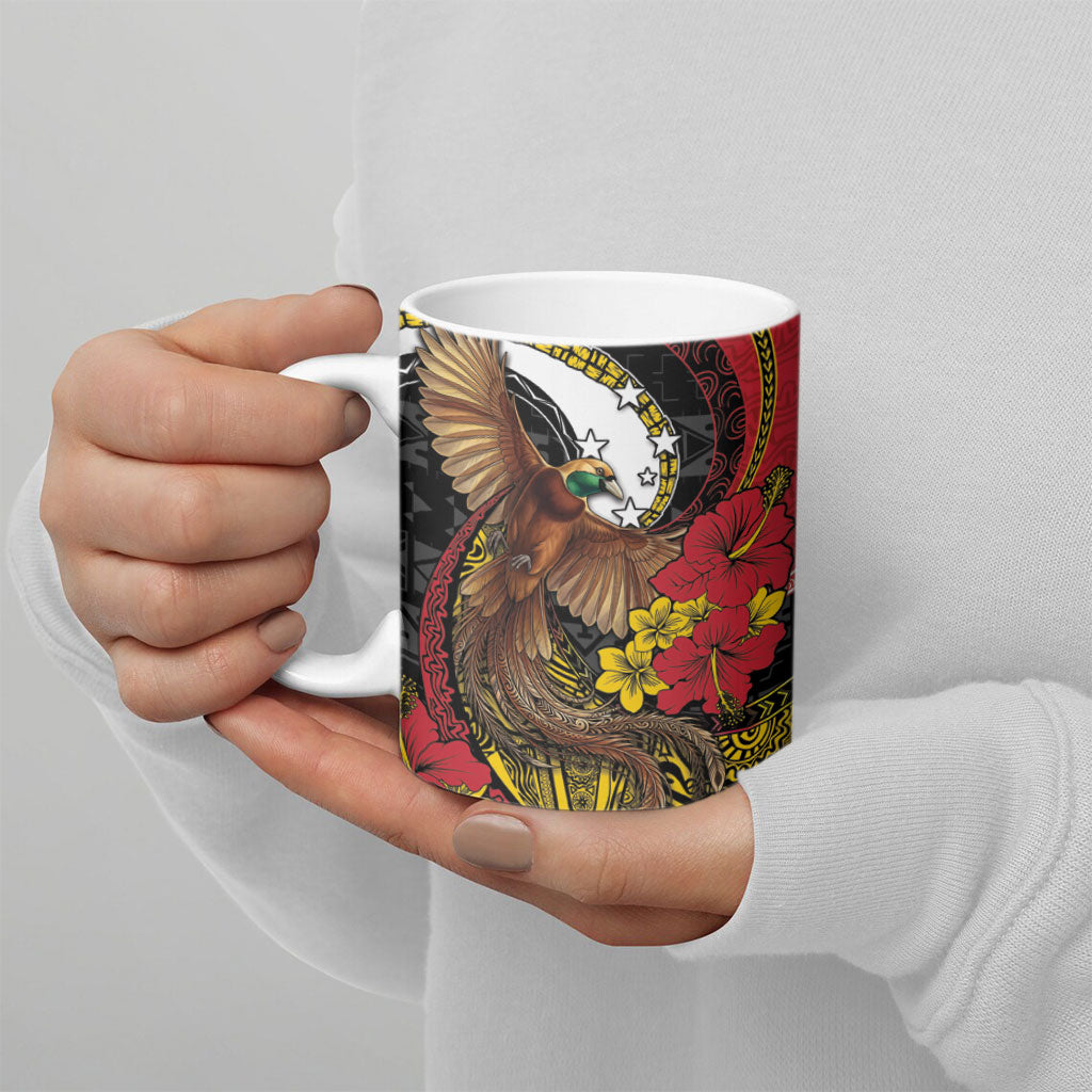 Personalised Papua New Guinea Language Week Ceramic Mug Bird Of Paradise Tribal Floral Pattern