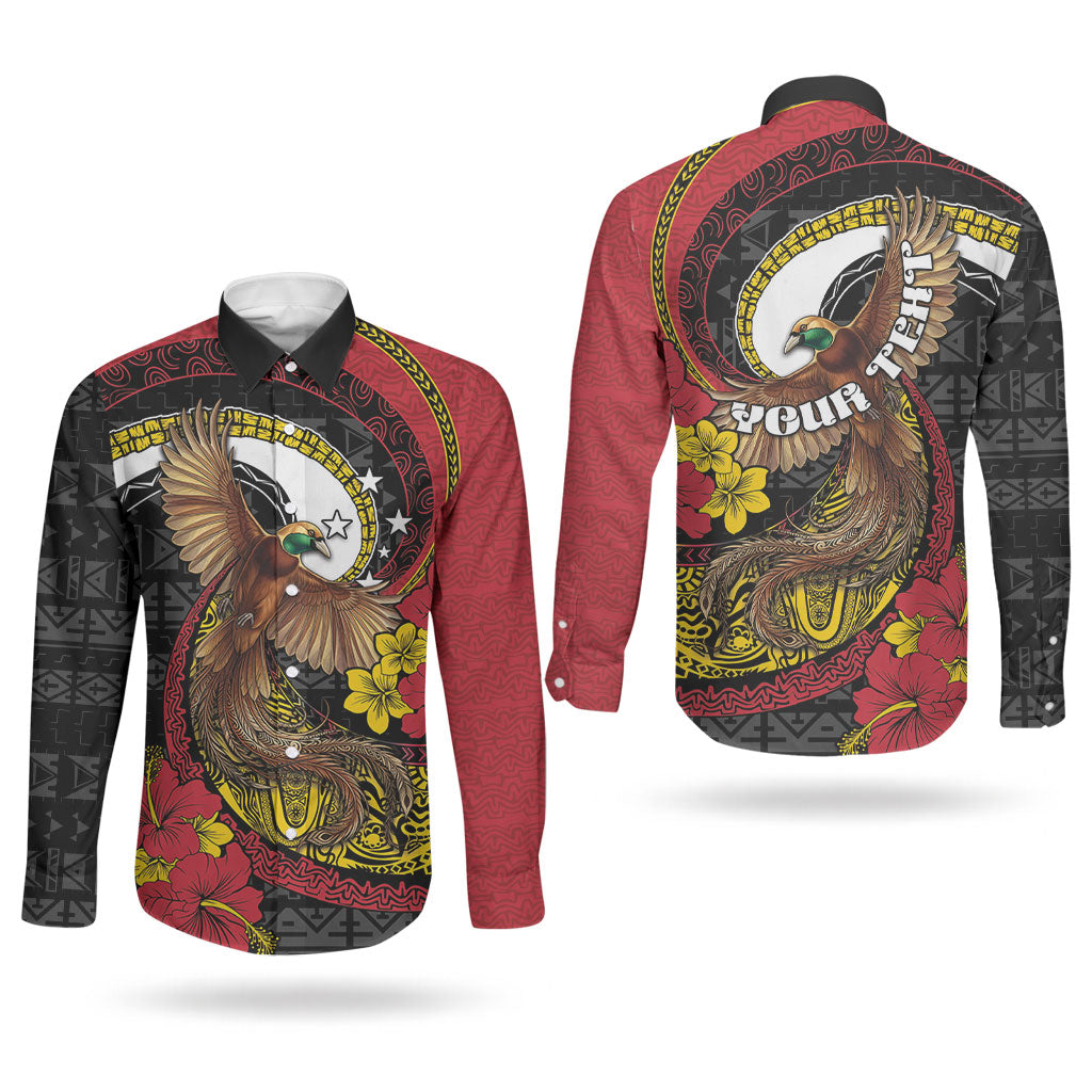 Personalised Papua New Guinea Language Week Couples Matching Off Shoulder Short Dress and Long Sleeve Button Shirt Bird Of Paradise Tribal Floral Pattern DT05 - Polynesian Pride