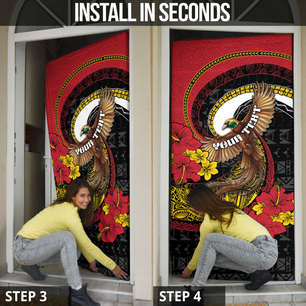 Personalised Papua New Guinea Language Week Door Cover Bird Of Paradise Tribal Floral Pattern
