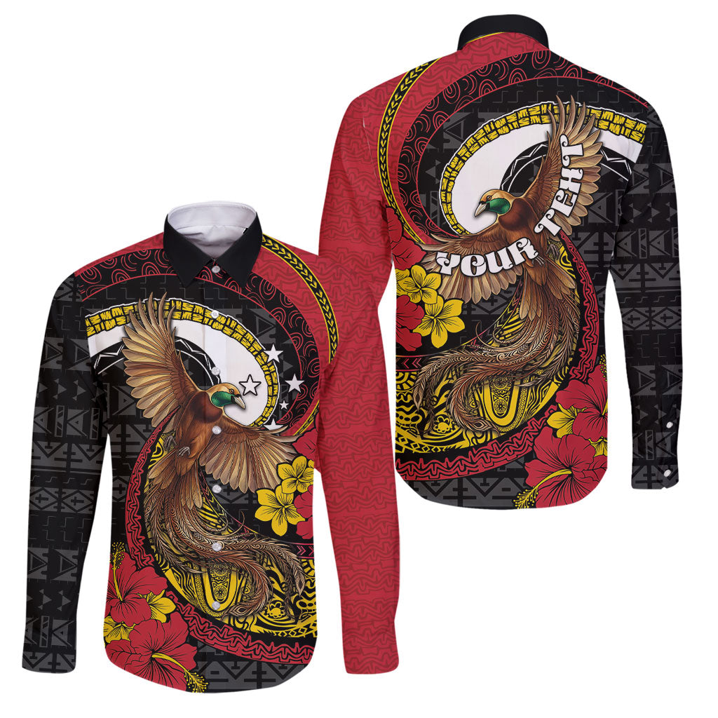 Personalised Papua New Guinea Language Week Family Matching Off Shoulder Maxi Dress and Hawaiian Shirt Bird Of Paradise Tribal Floral Pattern DT05 Dad's Shirt - Long Sleeve Black - Polynesian Pride