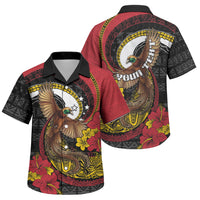 Personalised Papua New Guinea Language Week Family Matching Off Shoulder Maxi Dress and Hawaiian Shirt Bird Of Paradise Tribal Floral Pattern DT05 Son's Shirt Black - Polynesian Pride