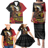 Personalised Papua New Guinea Language Week Family Matching Puletasi and Hawaiian Shirt Bird Of Paradise Tribal Floral Pattern DT05 - Polynesian Pride