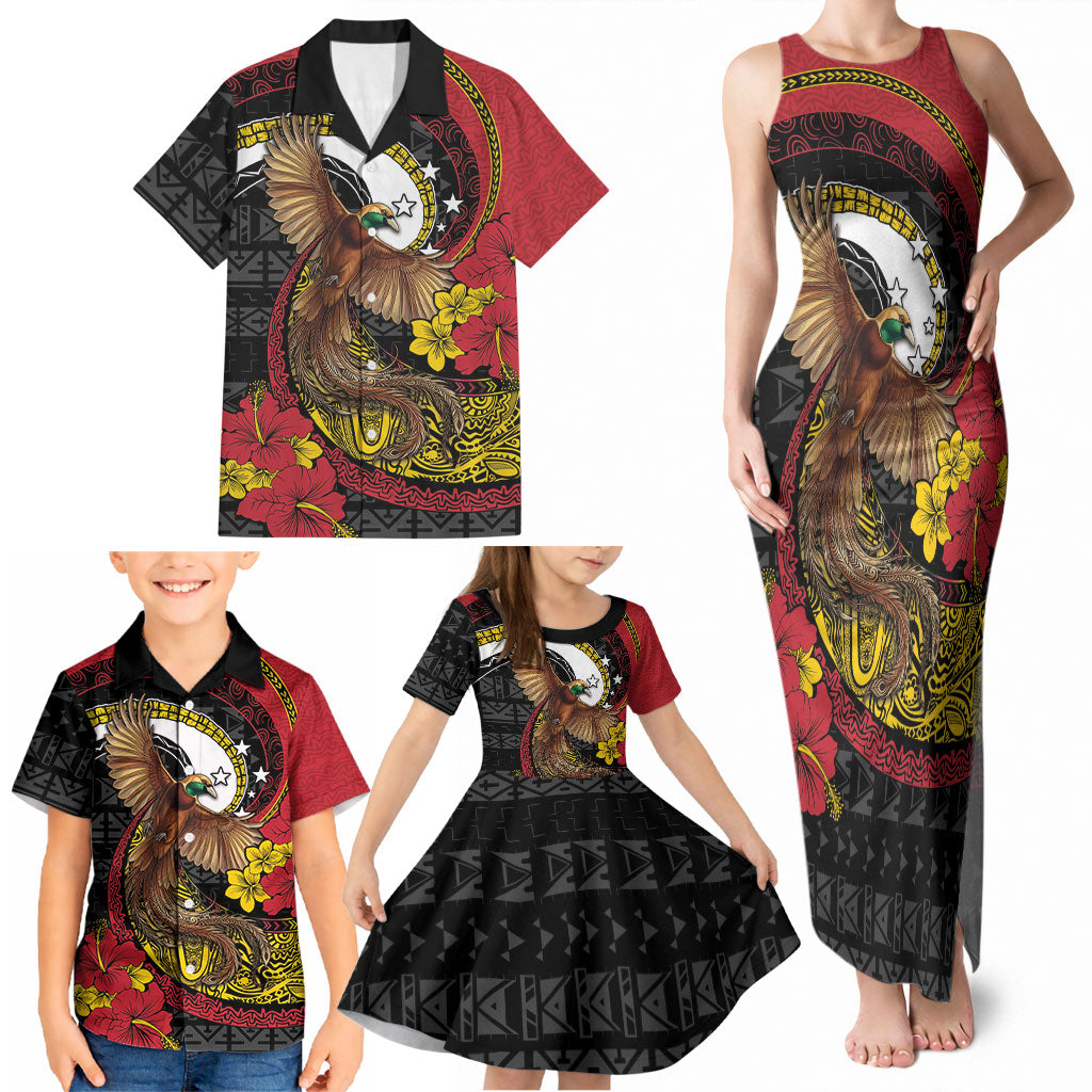 Personalised Papua New Guinea Language Week Family Matching Tank Maxi Dress and Hawaiian Shirt Bird Of Paradise Tribal Floral Pattern DT05 - Polynesian Pride