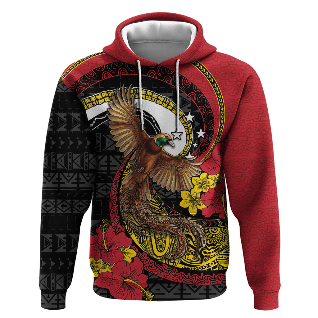 Personalised Papua New Guinea Language Week Hoodie Bird Of Paradise Tribal Floral Pattern DT05 Pullover Hoodie Black - Polynesian Pride