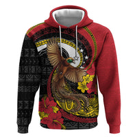 Personalised Papua New Guinea Language Week Zip Hoodie Bird Of Paradise Tribal Floral Pattern DT05 Pullover Hoodie Black - Polynesian Pride