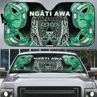 Aotearoa Ngati Awa Auto Sun Shade Maori Tribal Green Marble Paua Shell Pattern