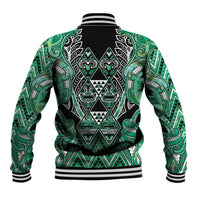 Aotearoa Ngati Awa Baseball Jacket Maori Tribal Green Marble Paua Shell Pattern