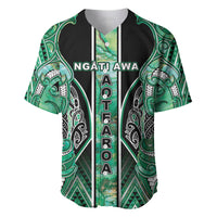 Aotearoa Ngati Awa Baseball Jersey Maori Tribal Green Marble Paua Shell Pattern