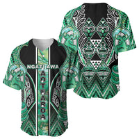 Aotearoa Ngati Awa Baseball Jersey Maori Tribal Green Marble Paua Shell Pattern