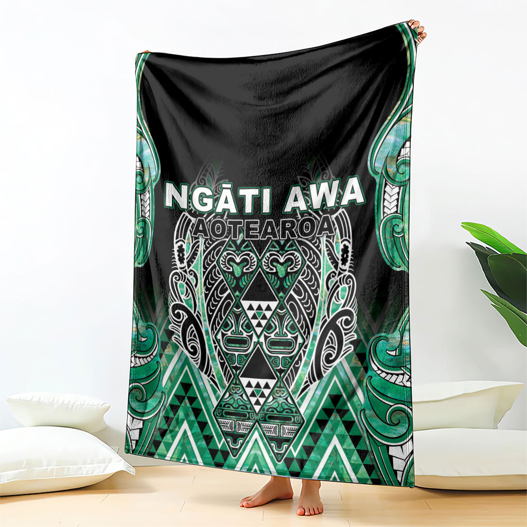 Aotearoa Ngati Awa Blanket Maori Tribal Green Marble Paua Shell Pattern
