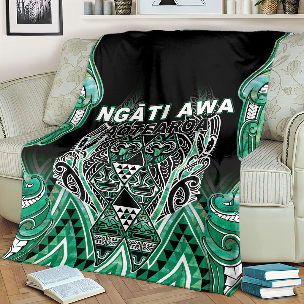 Aotearoa Ngati Awa Blanket Maori Tribal Green Marble Paua Shell Pattern
