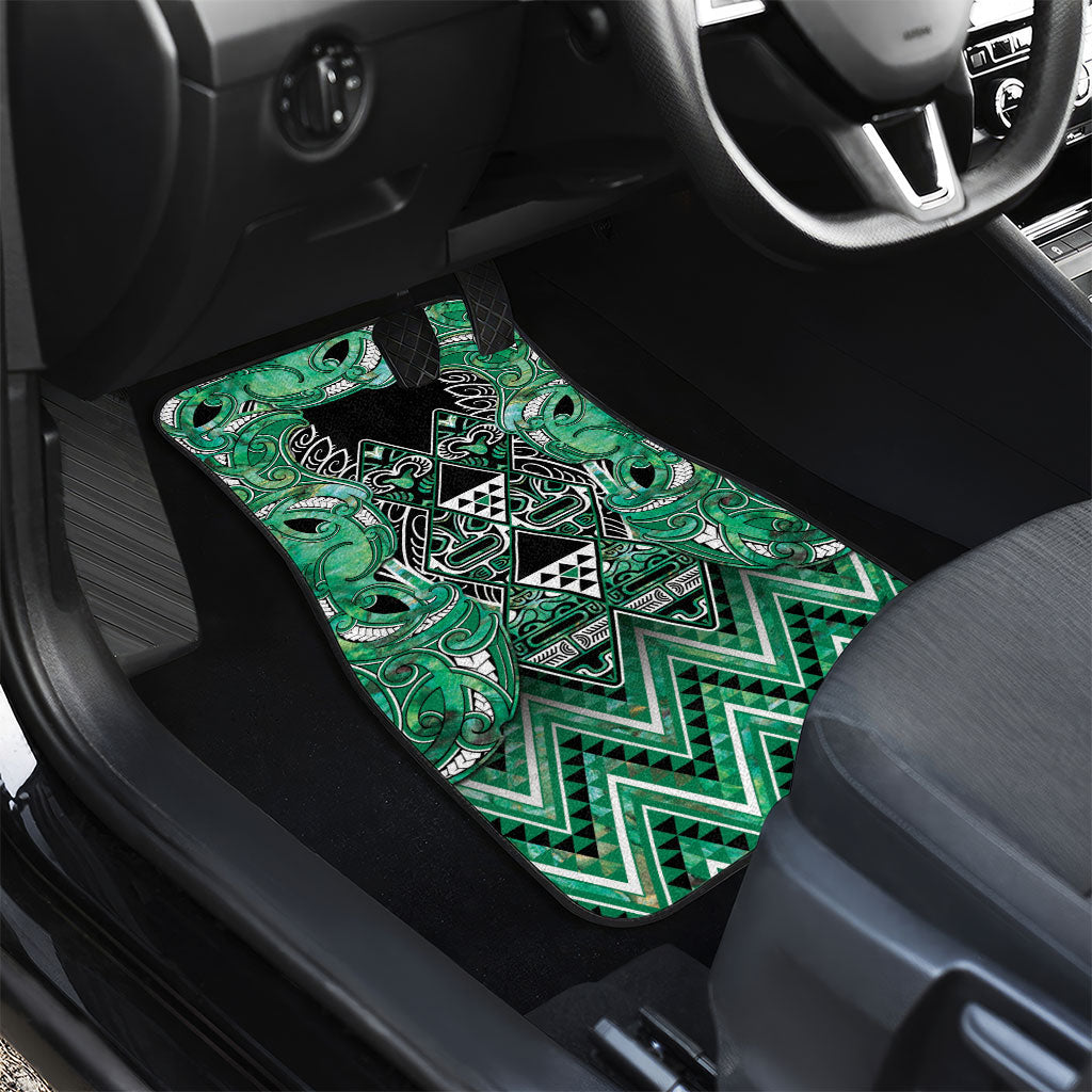 Aotearoa Ngati Awa Car Mats Maori Tribal Green Marble Paua Shell Pattern