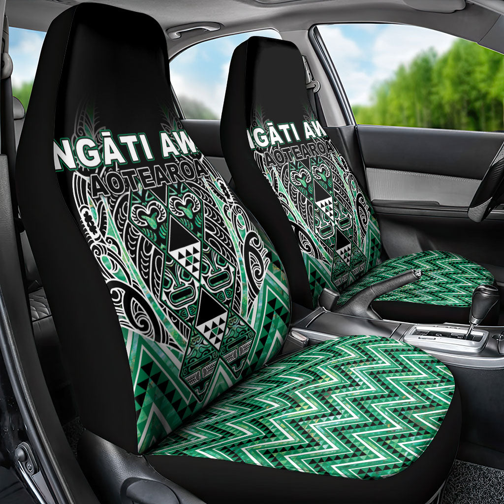 Aotearoa Ngati Awa Car Seat Cover Maori Tribal Green Marble Paua Shell Pattern
