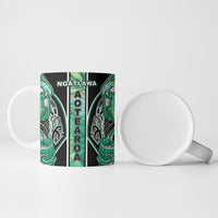 Aotearoa Ngati Awa Ceramic Mug Maori Tribal Green Marble Paua Shell Pattern