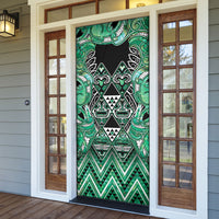 Aotearoa Ngati Awa Door Cover Maori Tribal Green Marble Paua Shell Pattern