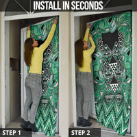 Aotearoa Ngati Awa Door Cover Maori Tribal Green Marble Paua Shell Pattern