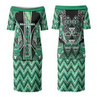 Aotearoa Ngati Awa Family Matching Puletasi and Hawaiian Shirt Maori Tribal Green Marble Paua Shell Pattern DT05 Mom's Dress Green - Polynesian Pride