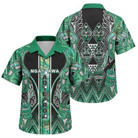 Aotearoa Ngati Awa Family Matching Tank Maxi Dress and Hawaiian Shirt Maori Tribal Green Marble Paua Shell Pattern DT05 Son's Shirt Green - Polynesian Pride