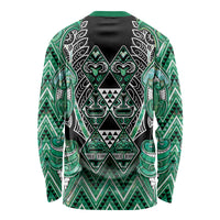 Aotearoa Ngati Awa Long Sleeve Shirt Maori Tribal Green Marble Paua Shell Pattern