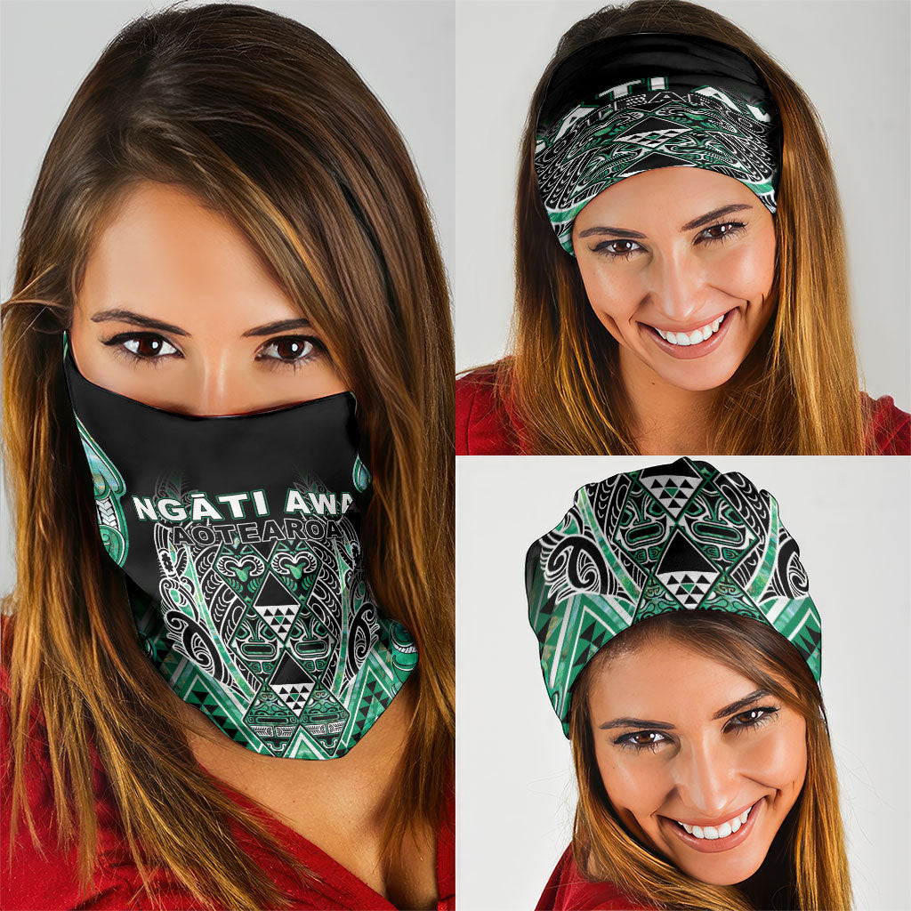 Aotearoa Ngati Awa Neck Gaiter Maori Tribal Green Marble Paua Shell Pattern