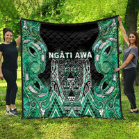 Aotearoa Ngati Awa Quilt Maori Tribal Green Marble Paua Shell Pattern