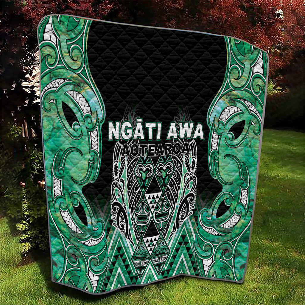 Aotearoa Ngati Awa Quilt Maori Tribal Green Marble Paua Shell Pattern