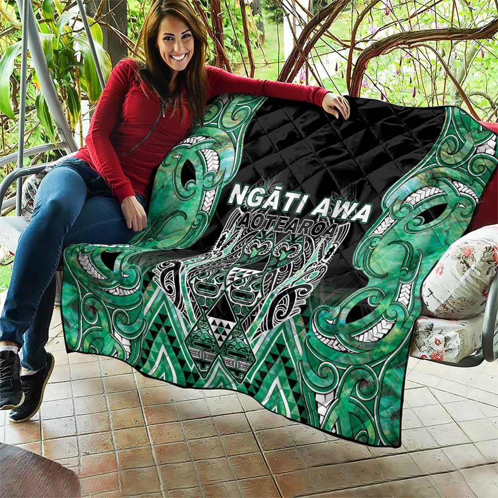 Aotearoa Ngati Awa Quilt Maori Tribal Green Marble Paua Shell Pattern