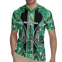 Aotearoa Ngati Awa Rugby Jersey Maori Tribal Green Marble Paua Shell Pattern