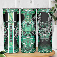 Aotearoa Ngati Awa Skinny Tumbler Maori Tribal Green Marble Paua Shell Pattern