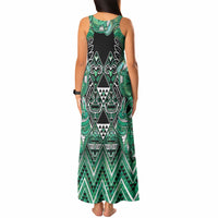 Aotearoa Ngati Awa Tank Maxi Dress Maori Tribal Green Marble Paua Shell Pattern
