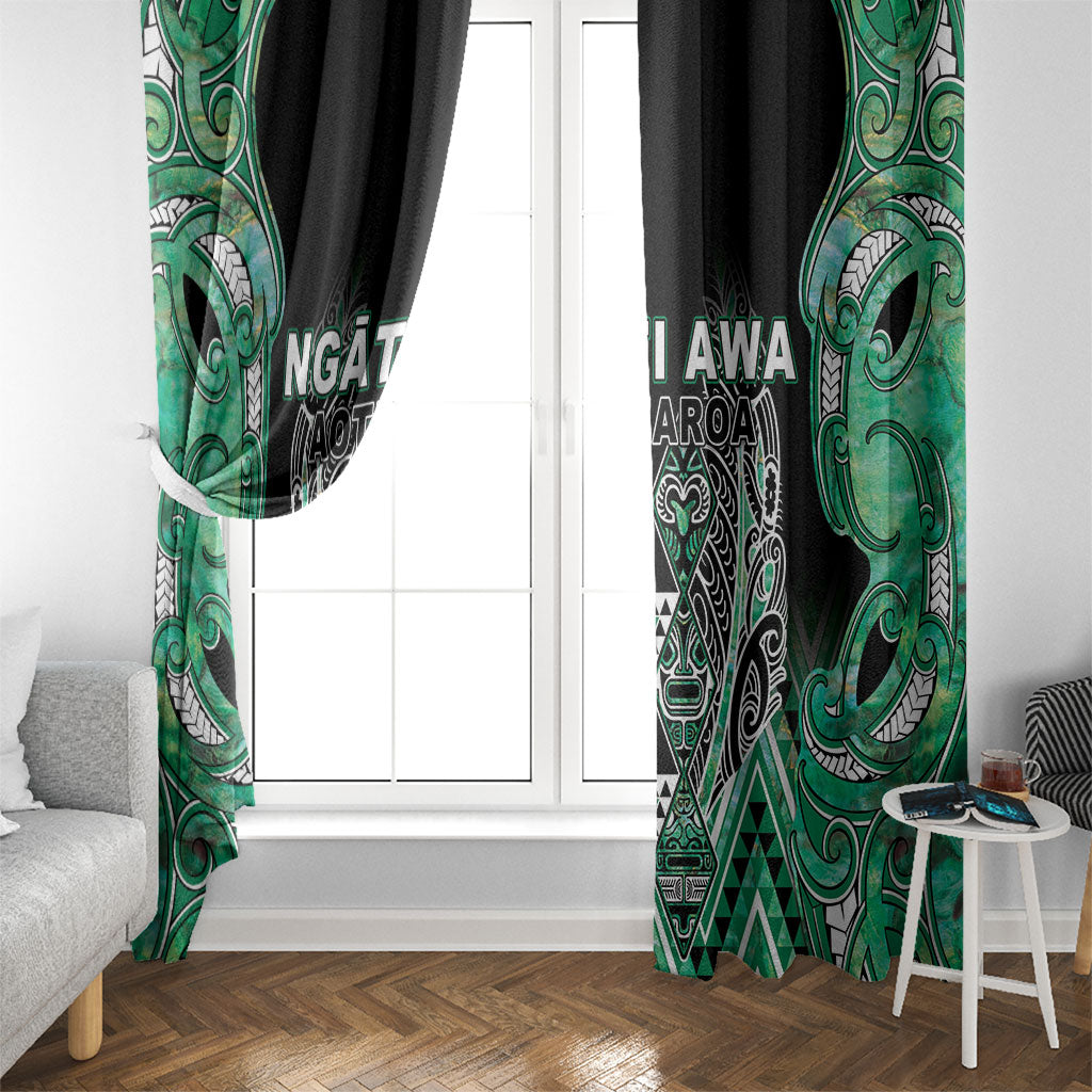 Aotearoa Ngati Awa Window Curtain Maori Tribal Green Marble Paua Shell Pattern