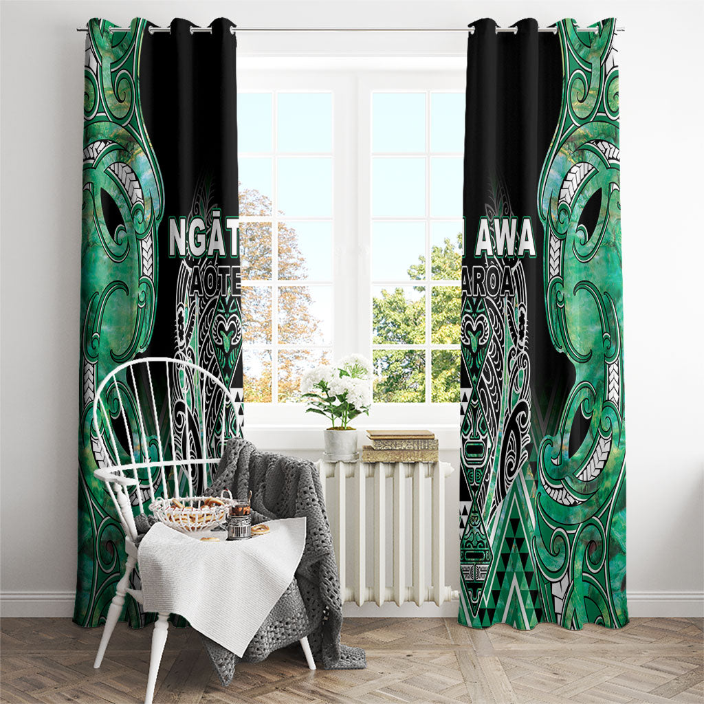 Aotearoa Ngati Awa Window Curtain Maori Tribal Green Marble Paua Shell Pattern
