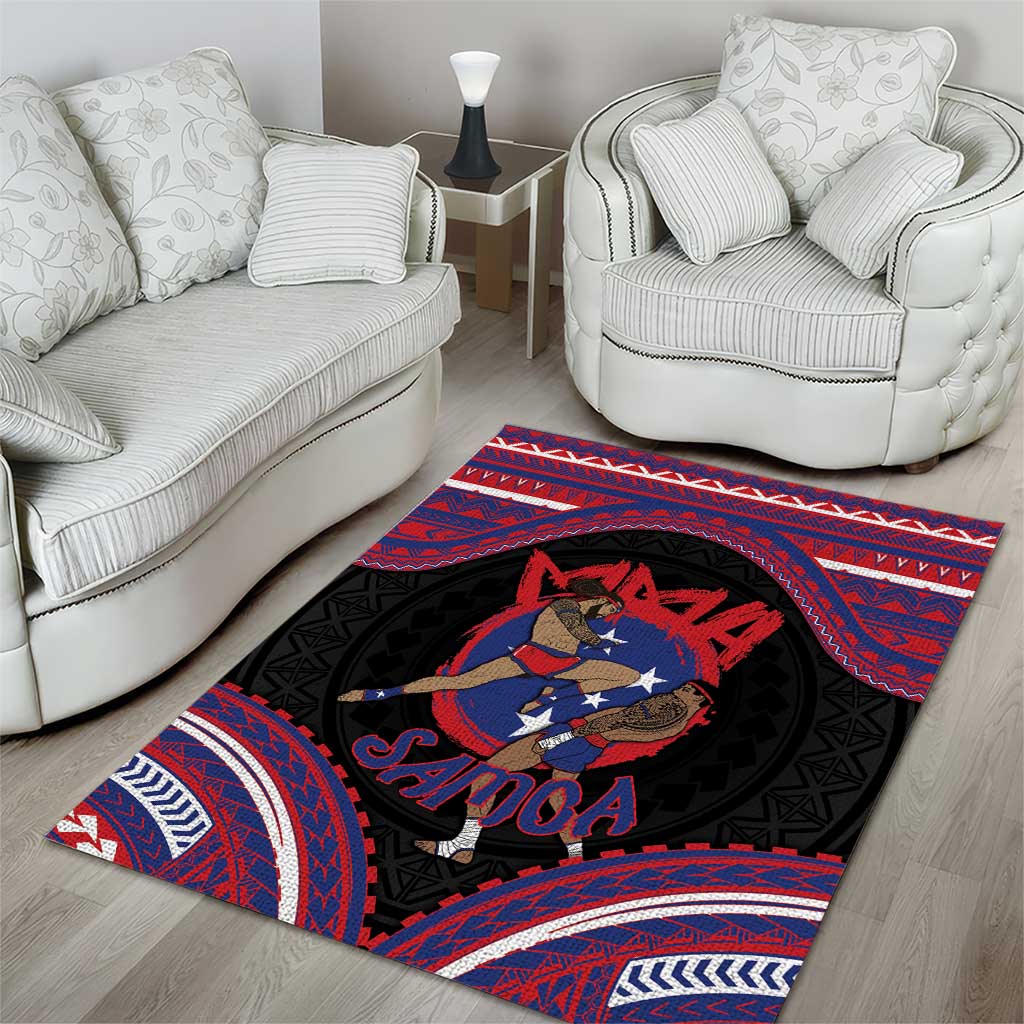 Samoa Mixed Martial Arts Area Rug Flying Knee Of Samoan - Polynesian Pride