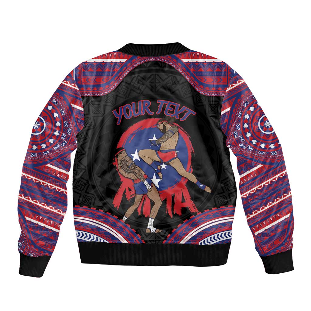 Personalised Samoa Mixed Martial Arts Bomber Jacket Flying Knee Of Samoan - Polynesian Pride