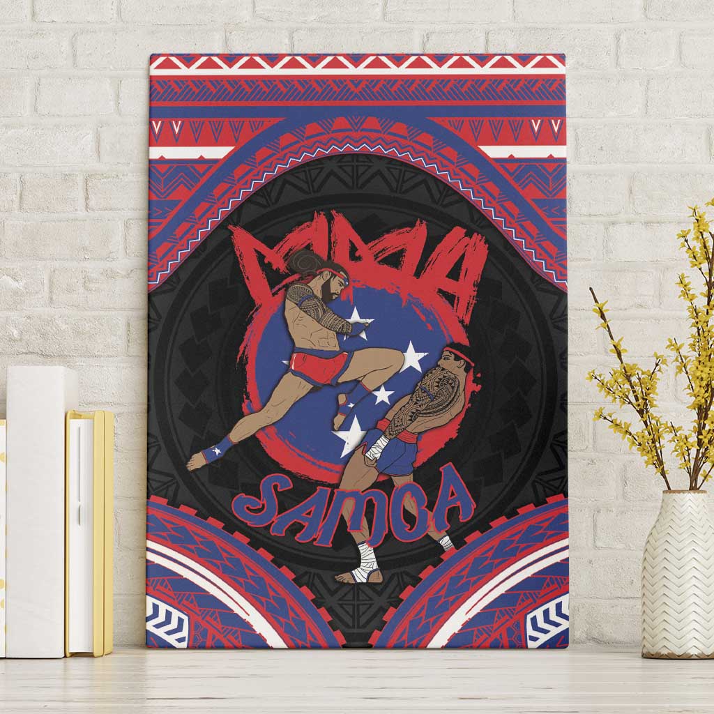 Samoa Mixed Martial Arts Canvas Wall Art Flying Knee Of Samoan - Polynesian Pride