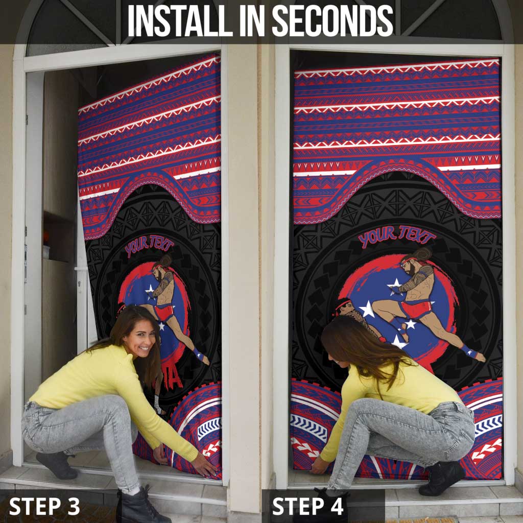 Personalised Samoa Mixed Martial Arts Door Cover Flying Knee Of Samoan - Polynesian Pride